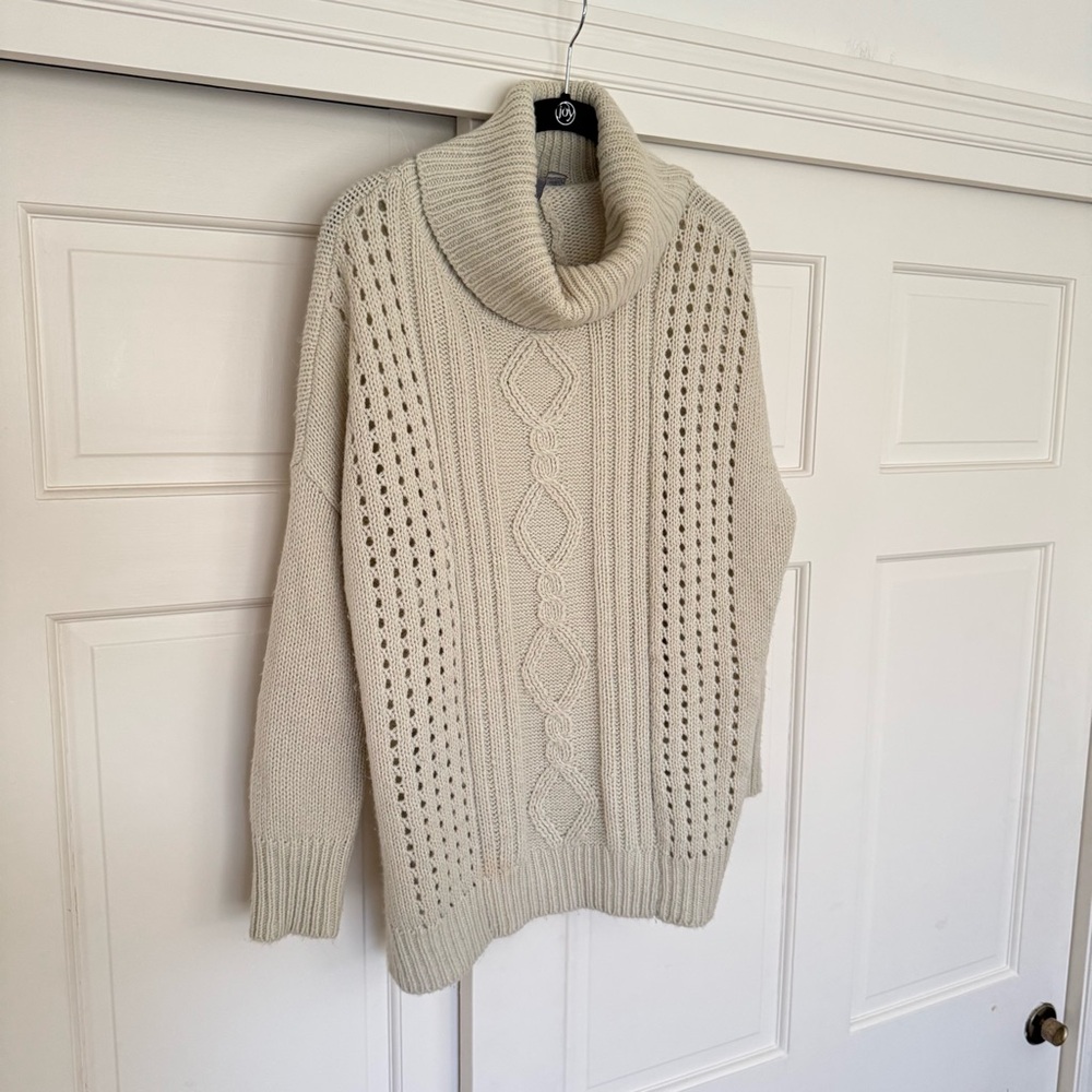 Quinn Cable Knit Cowl Neck Sweater - Cream